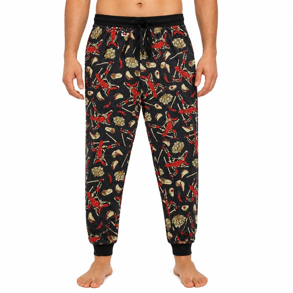 NEW Deadpool Sleep Pants Mens XL Black Red Jogger Marvel Soft Comic Lounge